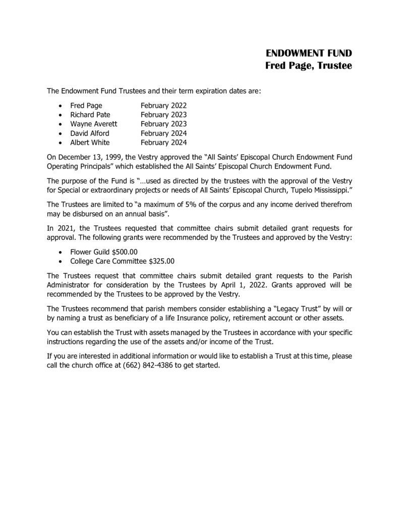 thumbnail of Endowment Fund annual report 2021